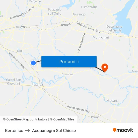 Bertonico to Acquanegra Sul Chiese map