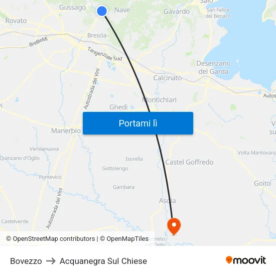 Bovezzo to Acquanegra Sul Chiese map
