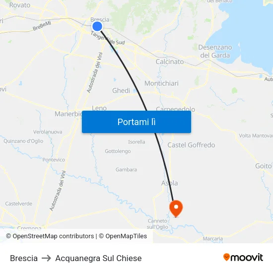 Brescia to Acquanegra Sul Chiese map
