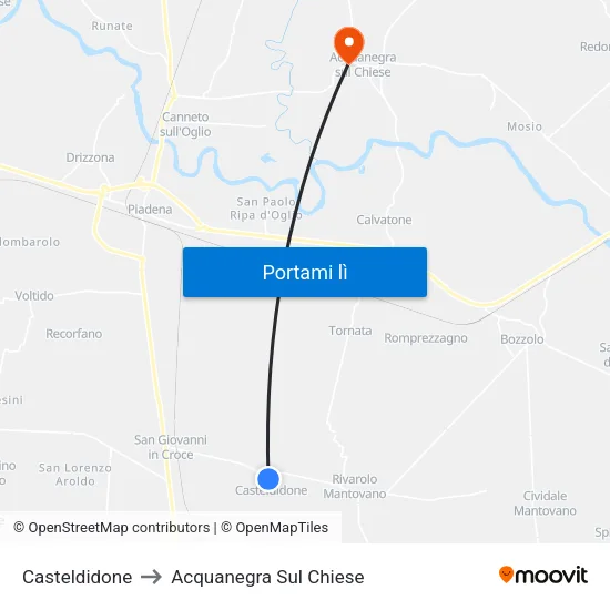 Casteldidone to Acquanegra Sul Chiese map