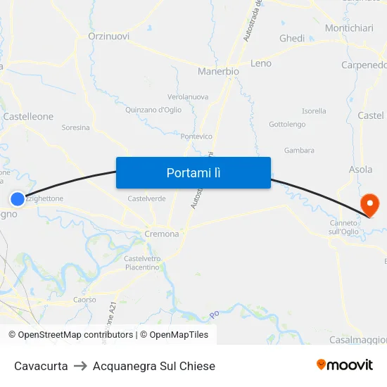 Cavacurta to Acquanegra Sul Chiese map