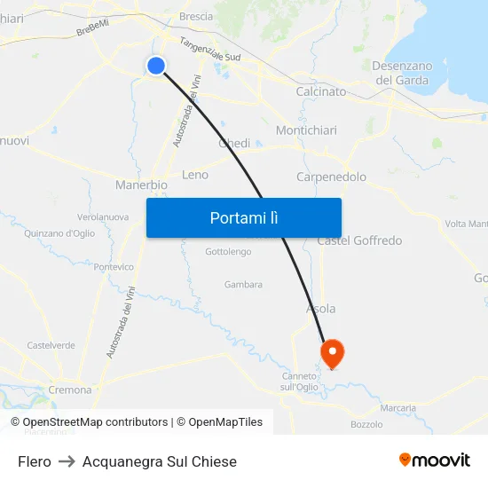 Flero to Acquanegra Sul Chiese map