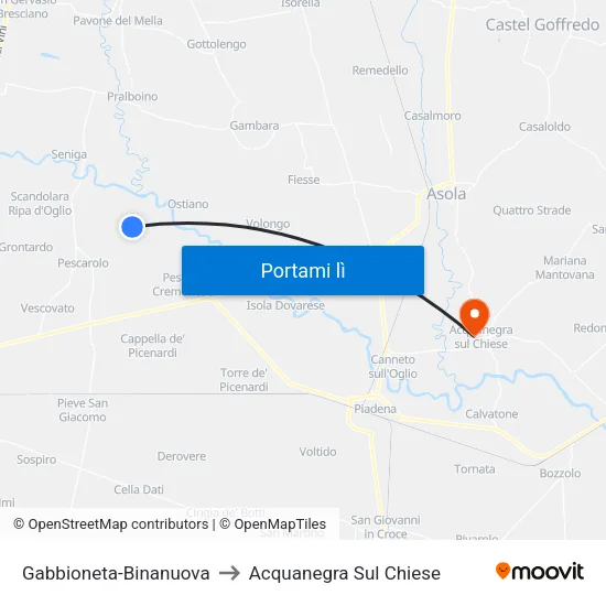 Gabbioneta-Binanuova to Acquanegra Sul Chiese map