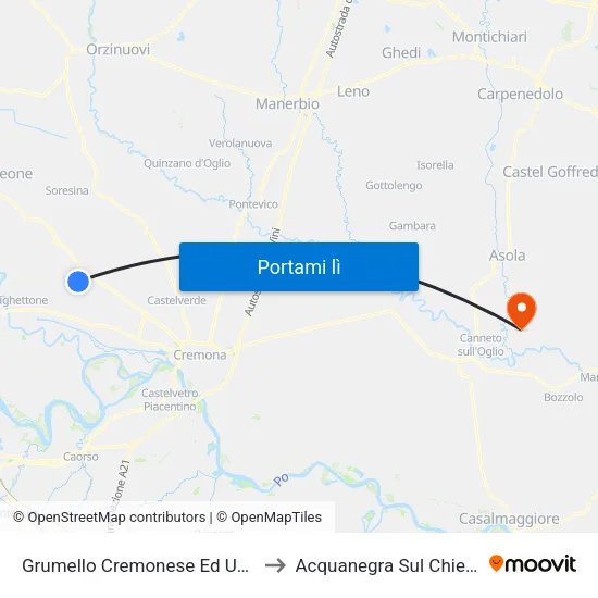 Grumello Cremonese Ed Uniti to Acquanegra Sul Chiese map