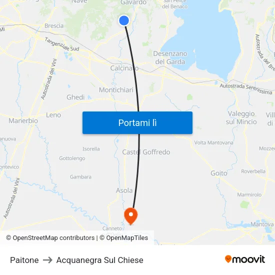 Paitone to Acquanegra Sul Chiese map