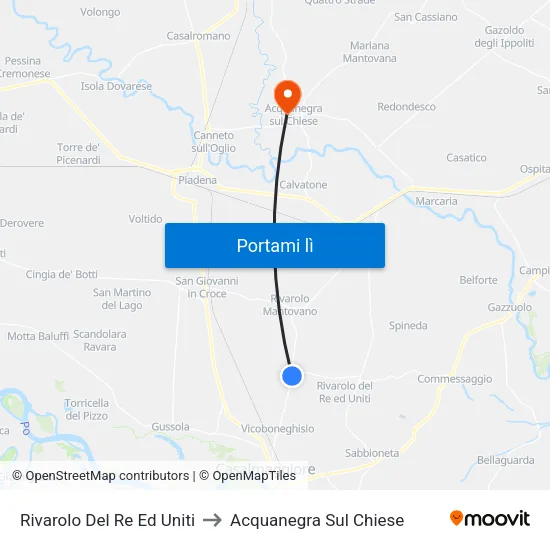 Rivarolo Del Re Ed Uniti to Acquanegra Sul Chiese map