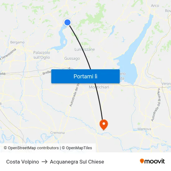 Costa Volpino to Acquanegra Sul Chiese map