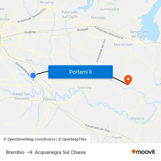 Brembio to Acquanegra Sul Chiese map