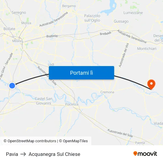 Pavia to Acquanegra Sul Chiese map