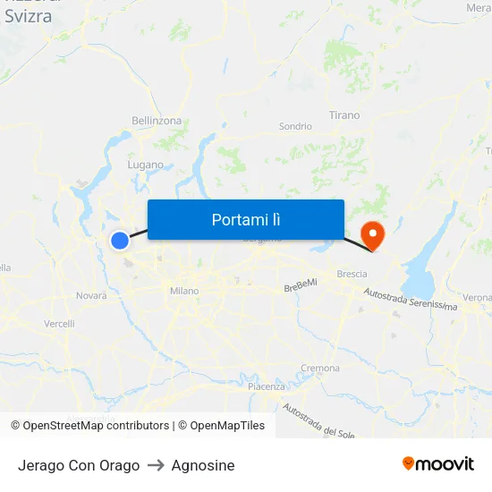 Jerago Con Orago to Agnosine map