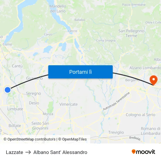 Lazzate to Albano Sant' Alessandro map