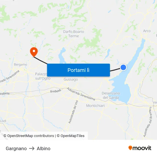 Gargnano to Albino map