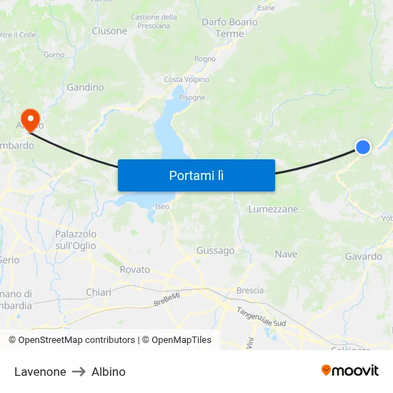 Lavenone to Albino map