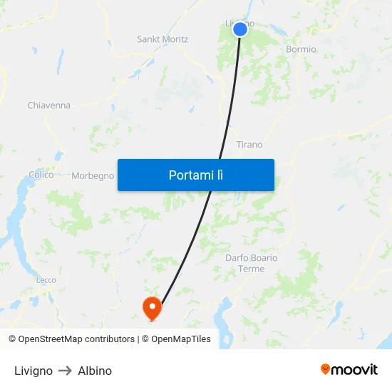 Livigno to Albino map