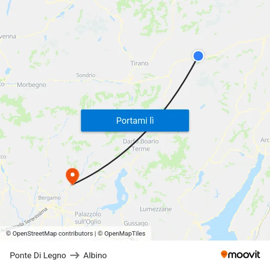 Ponte Di Legno to Albino map