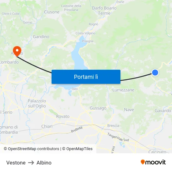 Vestone to Albino map