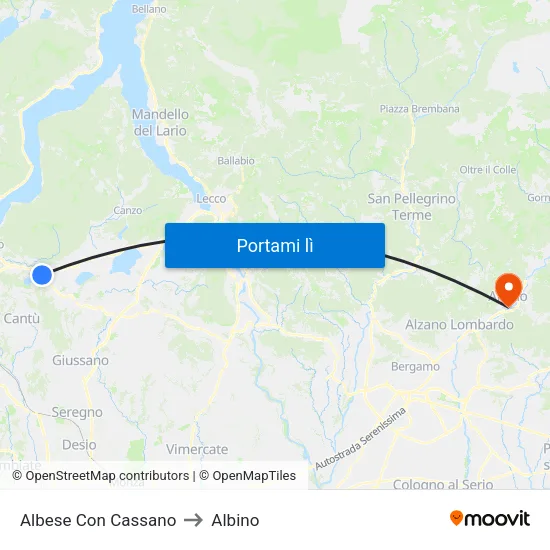 Albese Con Cassano to Albino map