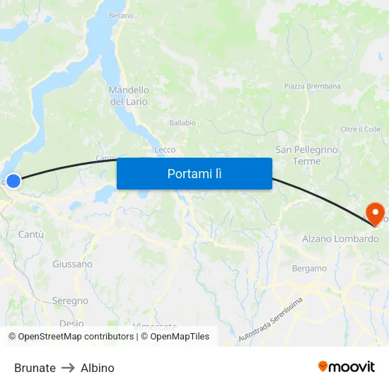 Brunate to Albino map