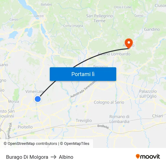 Burago Di Molgora to Albino map