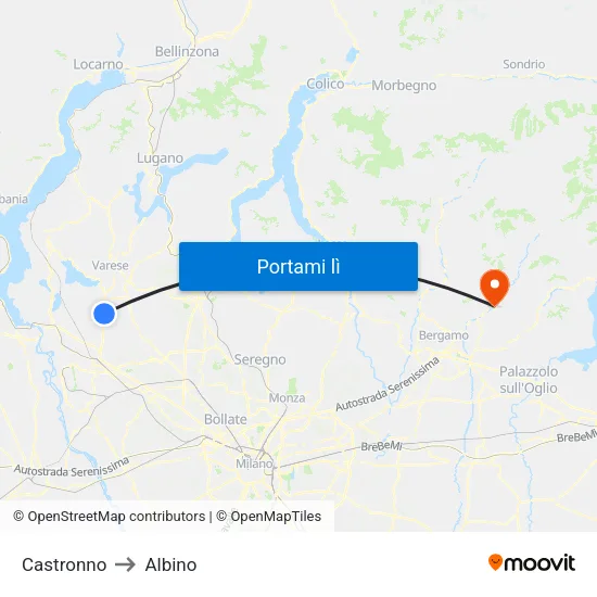 Castronno to Albino map