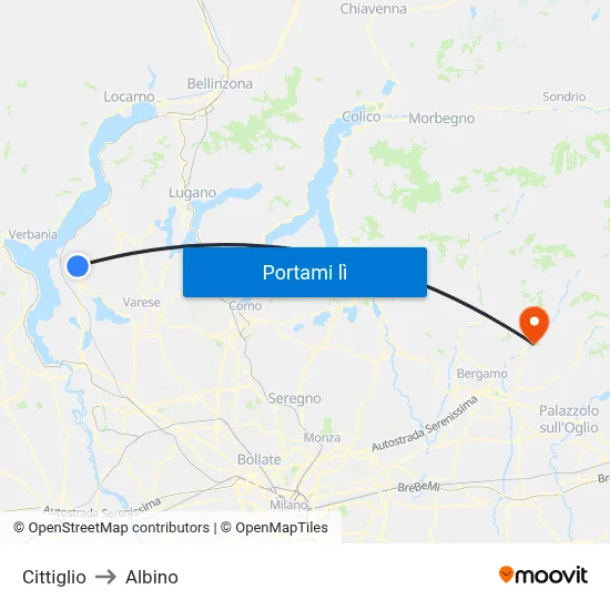 Cittiglio to Albino map