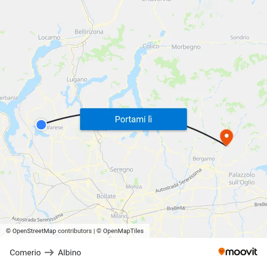 Comerio to Albino map