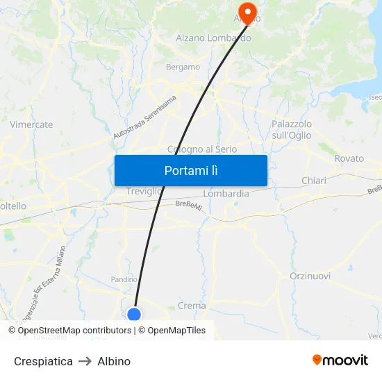 Crespiatica to Albino map