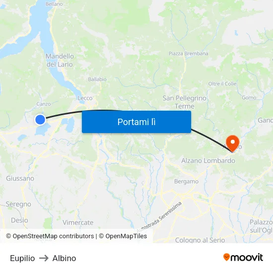 Eupilio to Albino map