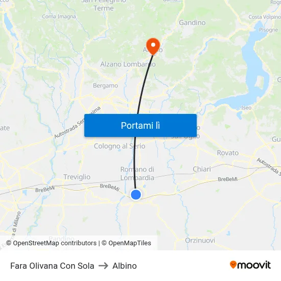 Fara Olivana Con Sola to Albino map