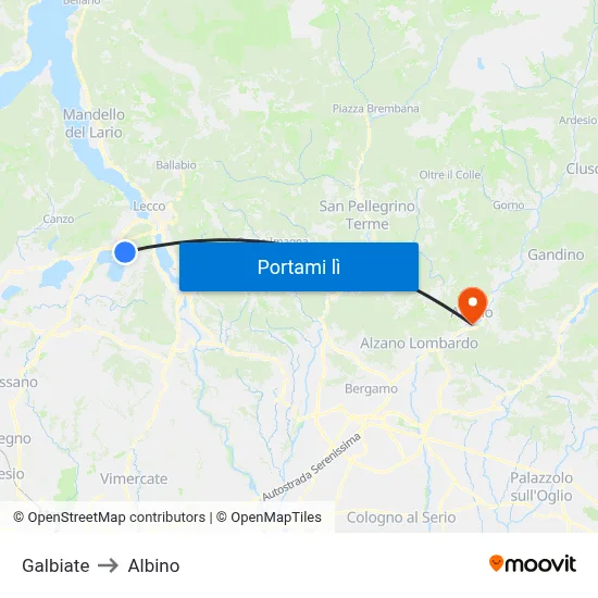 Galbiate to Albino map