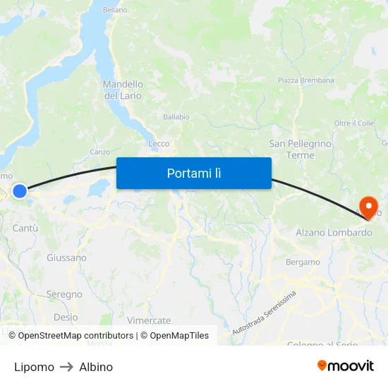 Lipomo to Albino map