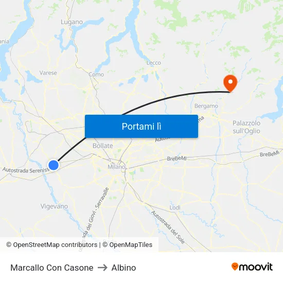 Marcallo Con Casone to Albino map
