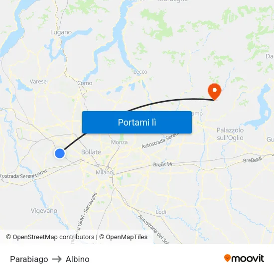 Parabiago to Albino map
