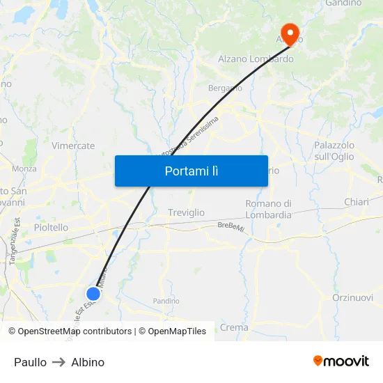 Paullo to Albino map