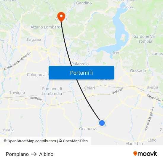 Pompiano to Albino map