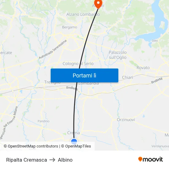 Ripalta Cremasca to Albino map