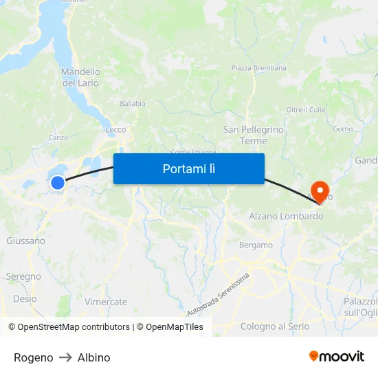 Rogeno to Albino map