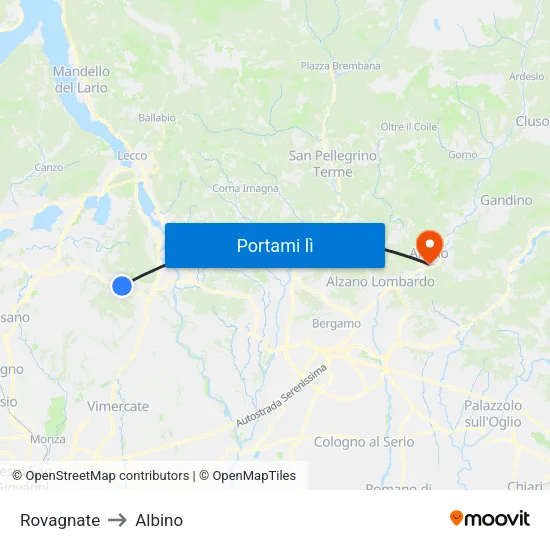 Rovagnate to Albino map
