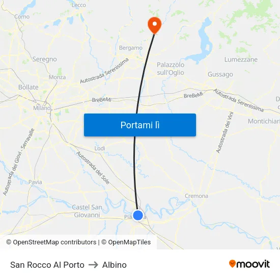 San Rocco Al Porto to Albino map