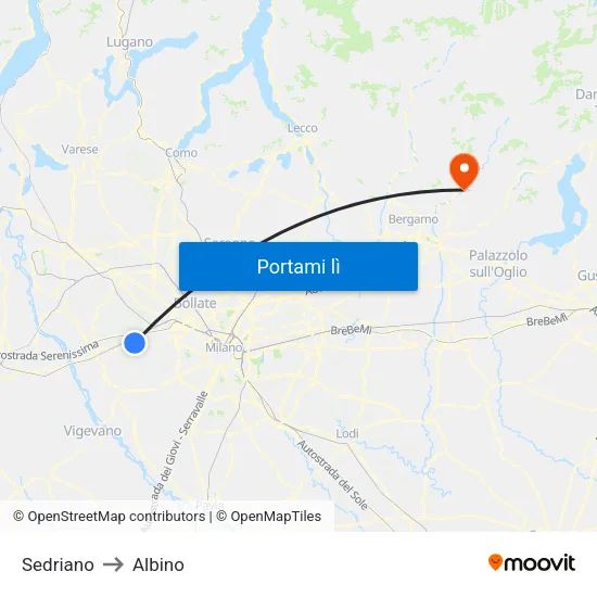 Sedriano to Albino map