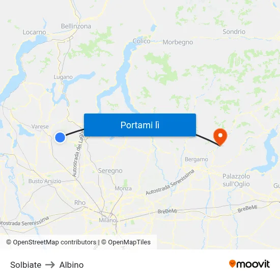 Solbiate to Albino map