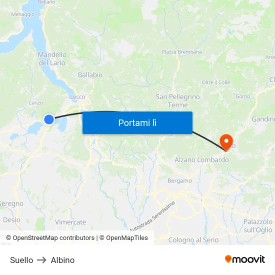 Suello to Albino map