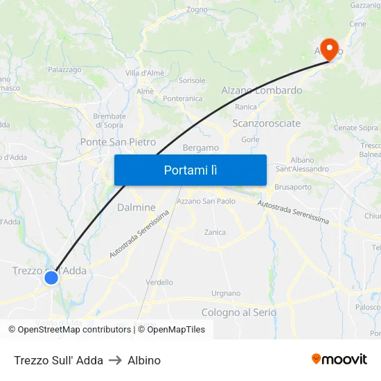 Trezzo Sull' Adda to Albino map