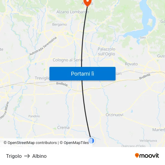 Trigolo to Albino map