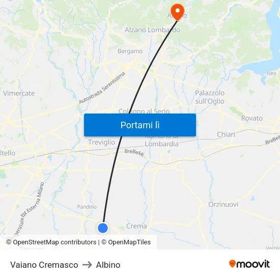 Vaiano Cremasco to Albino map