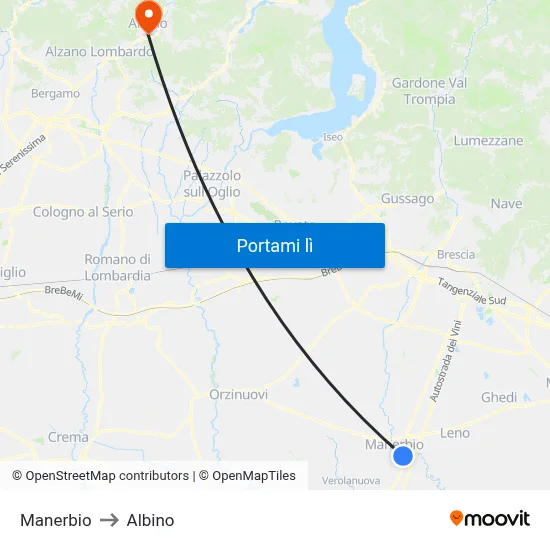 Manerbio to Albino map