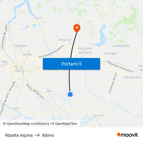 Ripalta Arpina to Albino map