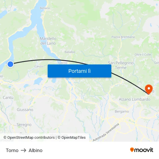 Torno to Albino map
