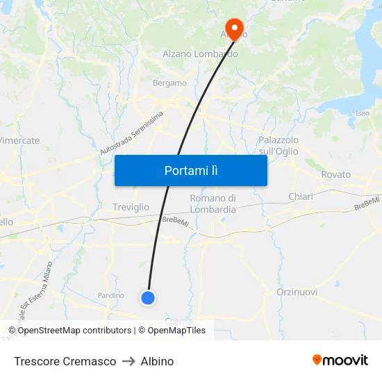 Trescore Cremasco to Albino map