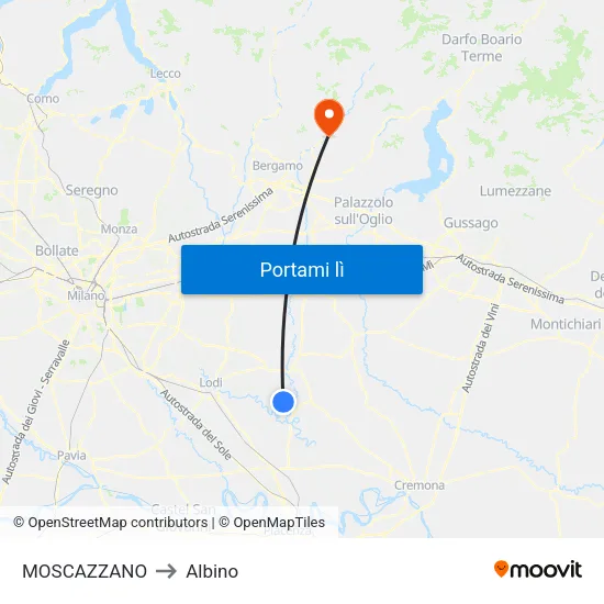 MOSCAZZANO to Albino map